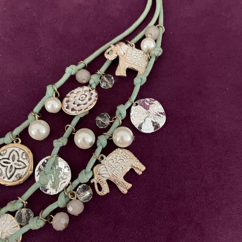 Elephant Bead Work Statement Necklace - image 3